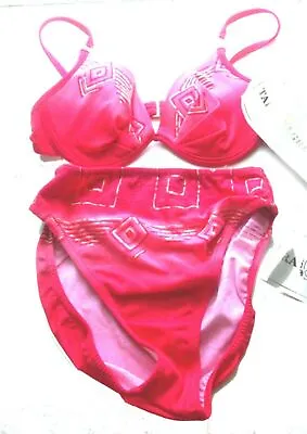 $80.74 • Buy Tara Grinna Coral Pink Tank Bikini Swimsuit 32D Top Size 10 Bottoms NWT $132+