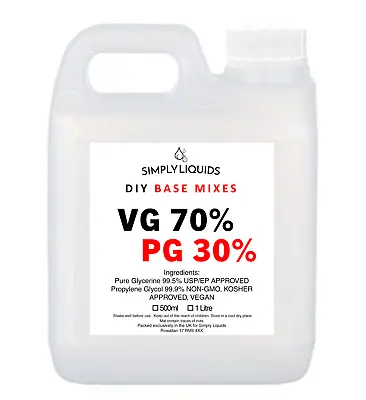 VG PG Vegetable Glycerine Propylene Glycol  EP/USP FOOD GRADE Vape • £11.99