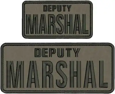 DEPUTY MARSHAL EMBROIDERY PATCH 4X10 AND 3X6 Hook On Back COYOTE TAN/BLK • $16.99