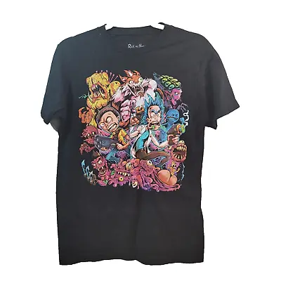 Rick And Morty Adult Swim Black Cartoon Logo Graphic Tee S T-shirt Space Monster • $11.51