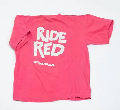 Vintage 80s Honda Ride Red T-Shirt XL Motorcycle Racing Dirt Bike Motocross • $44.95