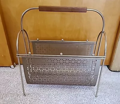 Vintage Atomic Magazine Rack Record Stand Holder Mesh Metal Iron Mid-Century • $50