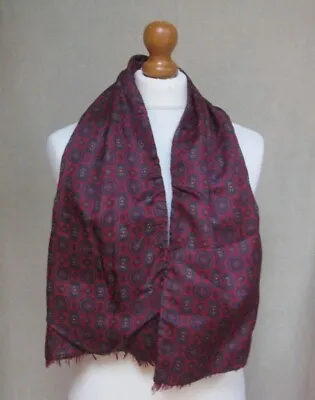 Sammy Vintage 60s Mod Scooter Scarf Chap Indie Dual Fabric Wool Paisley Red • £14
