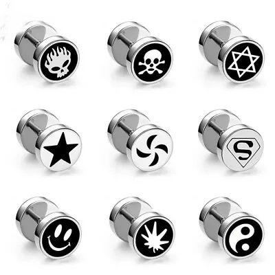 Stainless Steel Faux Fake Ear Plugs Flesh Tunnel Gauges Tapers Stretcher Earring • $12.22