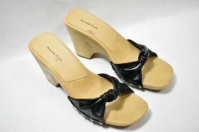 $18.99 • Buy Amanda Smith Shoes Wedge Sandals Black Size 9.5  Women's 