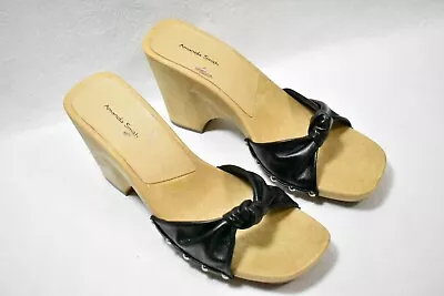 $18.99 • Buy Amanda Smith Shoes Wedge Sandals Black Size 9.5  Women's 