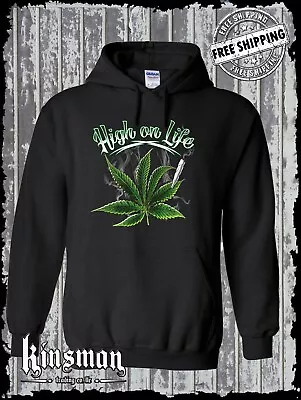 High On Life Hoodie - Marijuana 420 Weed Cannabis Pot Head Hippie Stoner THC CBD • $30.95