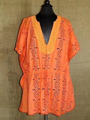 $56.95 • Buy ROSA CHA Orange Swim Cover Up Crochet Lace Swimwear Beach Dress One Size NEW