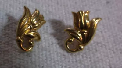 Vintage AVON Goldtone Tulip Pierced Earrings • $3.79