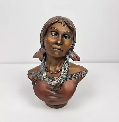 Native American Bust Small Statue Decorative Bronze Colored Pottery • $14.99