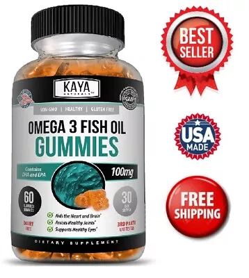 Omega-3 Fish Oil Gummy Vitamin Supplement Healthy Joint & Heart Wellness Gummies • $9.98