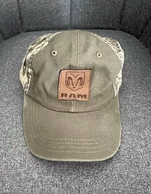 Dodge Ram Hat Camo Camouflage Leather Logo Patch Strapback 90s • $15