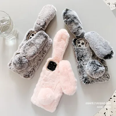 Rabbit Plush Phone Case Skin Fuzzy Fluffy Cover For IPhone 14 13 11 12 Pro Max 8 • $10.98