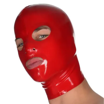 Latex Hood Back Zipper For Men Solid Color Simple Rubber Mask Club Wear Costume • $32