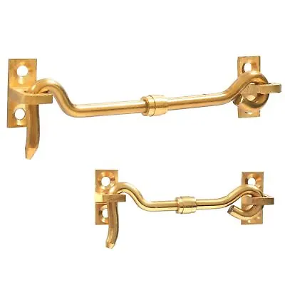 CABIN HOOK & EYE 3 /4  Long Polished Brass Shed Door Patio Gate Latch Catch Lock • £3.64