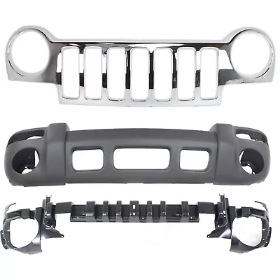 New Set Of 3 Front Bumper Cover Kit Fits 2002-2004 Jeep Liberty • $416.56