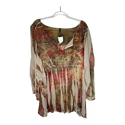 Mushka By Sienna Rose Blouse Womens Size 3X 3/4 Sleeves Pleated Cream Fairycore • $19.90