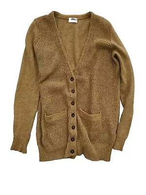 Madewell Wallace Cardigan Sweater Sz XS Gold Knit Wool Yak Cotton Waffle Knit • $25