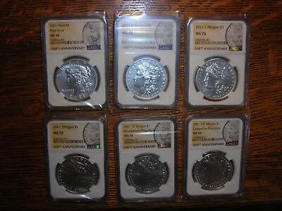 2021 $1 Silver Peace & Morgan Psodcc Slabbed Ngc Ms70 Complete Set • $2995