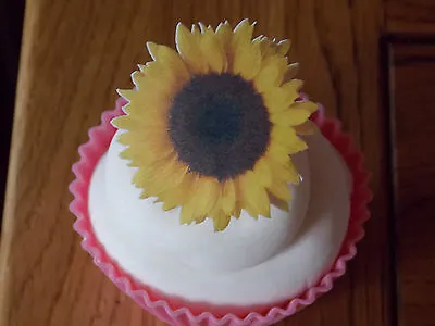 12 PRECUT Edible Sunflowers Wafer/rice Paper Cake/cupcake Toppers • £2.75