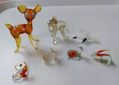 Vintage Miniature Murano Style Glass Animals Figurines  - SET OF 7 FIGURES • £4.99