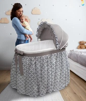 $114.32 • Buy Convertible Oval Baby Bassinet Cradle Rocker Adjustable Canopy Locking Casters