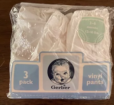 Vintage 3-Pk Gerber 3-6 Months 12-16 Lbs Vinyl Plastic Rubber Pants Diaper Cover • $24.99