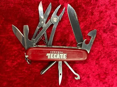 Victorinox Deluxe Tinker Red Swiss Army Knife 91mm Tecate/Dos Equis XX Used(T68) • $39.98