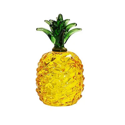 Crystal Yellow Pineapple Figurines Glass Fruit Paperweight Art Collection Gift • $15.03