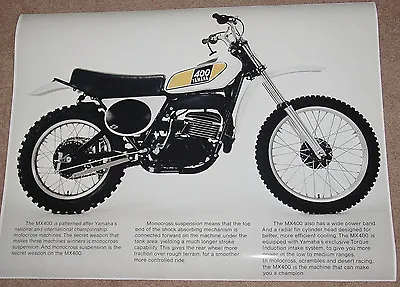 1975 YAMAHA MX400 VINTAGE MOTORCYCLE AD DIRT BIKE POSTER PRINT 18x24 9MIL PAPER • $26.95