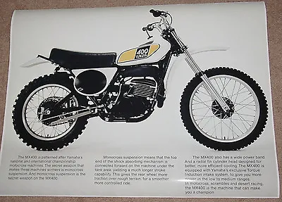 1975 YAMAHA MX400 VINTAGE MOTORCYCLE DIRT BIKE AD POSTER PRINT 27x36 9MIL PAPER • $39.95