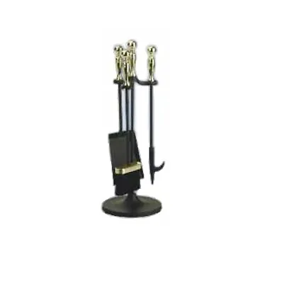 4 Piece Fireplace Fire Tool Mini Set Heavy Duty Black And Gold Melton Craft JC 4 • $95