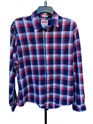 WRANGLER Shirt Red Blue Plaid Long Sleeve Mens XL • £17