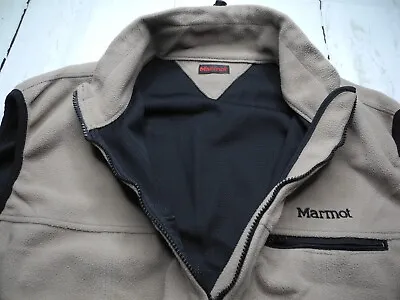 Vintage Marmot Beige Black Fleece Full Zip Vest Mens Size XL Windstopper • $32.50