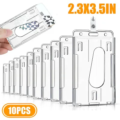 10Pcs ID Card Badge Holder Hard Plastic Protector Vertical Clear Protective Case • $12.98