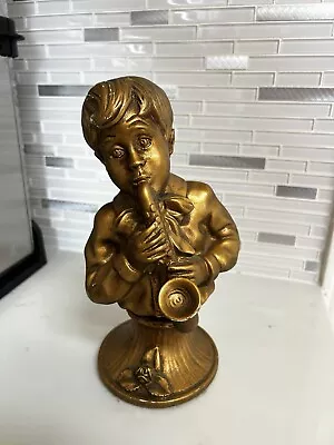 VTG J Kendrick Signed 1971 Universal Statuary Corp Chicaro Gold Boy Statue • $11.99