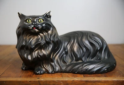 $149.99 • Buy Vintage 1950s MCM Ceramic Black Cat TV Light Lamp 16 Inches Mid Century Statue