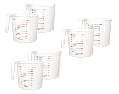 6 Pack 1 Litre Measuring Jug Kitchen Clear Cooking Lightweight Durable Liquid 1L • £9.99