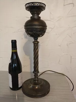 Large Vintage Antique Converted Oil Lamp Base Table Lamp -filigree & Barleytwist • £85