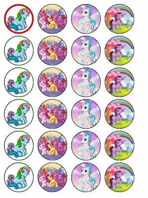 24 X 3.8cms Edible My Little Pony 80s Style Inspired Cupcake Fairy Cake Toppers • £1.99