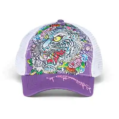 Ed Hardy By Christian Audigier Floral Tiger Mesh Snapback Trucker Hat  One Size  • £48.22