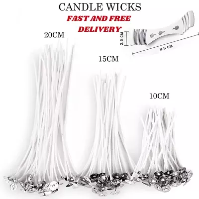 Pre Waxed Candle Wicks With Sustainers Long Tabbed For Candle Making Craft • £3.49