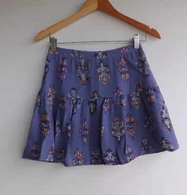 Tigerlily Skirt 8 Womens Purple Multicolour Floral Mini Lined Tiered Boho • $25.99