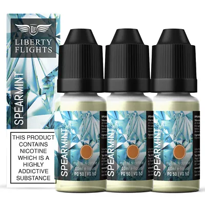 Liberty Flights E Liquid 10ml Spearmint XO Vape Juice 18mg 50/50 Pack Of 3 • £9.99
