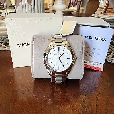 Brand New Michael Kors Women's MK3371 Silver-Tone Slim Runway Watch • $70