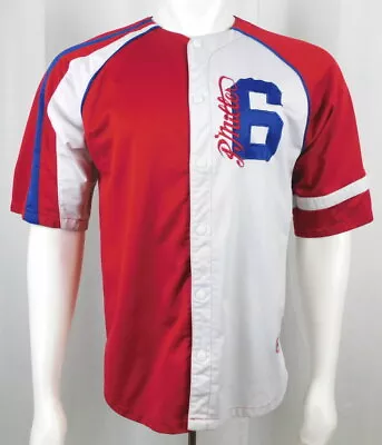 P Miller Baseball Jersey Shirt Hip Hop  Shorties  Red White - Sz L Fits Like M • $19.90