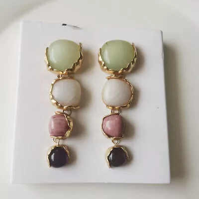 $14.99 • Buy New Zara Stone Drop Statement Earrings Heavy Gift Fashion Women Party Jewelry