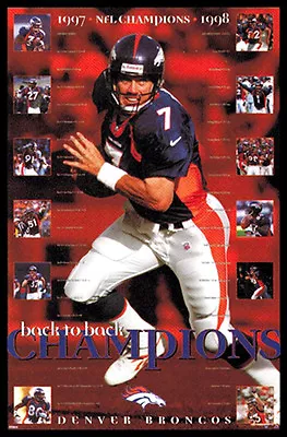 $26.99 • Buy John Elway DENVER BRONCOS SUPER BOWL CHAMPS 1998-1999 Vintage 23x35 Wall POSTER