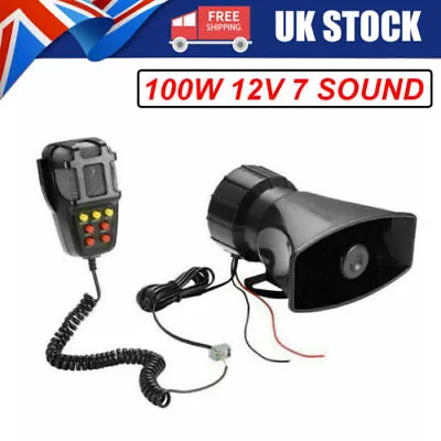 £10.99 • Buy 12V 7 Tone Sound Car Police Siren Horn Megaphone With Mic PA Speaker System New