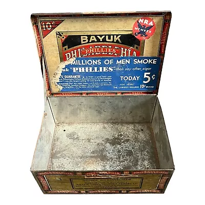 Bayuk Phillies Cigar Philadelphia Perfecto Tobacco Tin Box 1926 Tax Stamp Vtg!! • $41.99